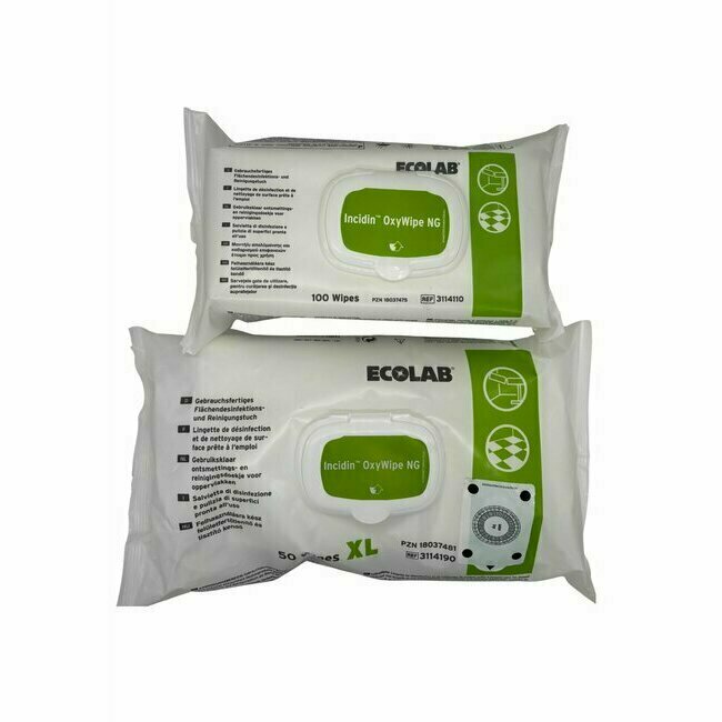 Toallitas de limpieza desinfectantes Incidin OxyWipe NG y NG XL de Ecolab