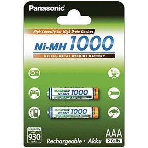 Pilas recargables AAA 1000 Ni-mh Panasonic 1.2 V (Pack de 2)