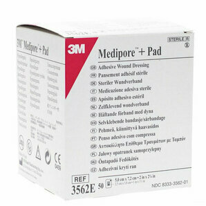Vendaje adhesivo estéril Medipore + PAD con Compresa absorbente 3M 5 x 7,2 cm (Lote de 50)